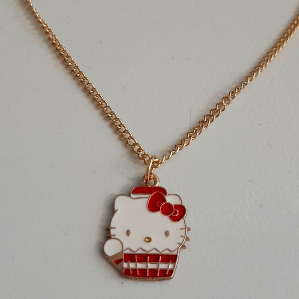 Kitty in a Red Basket Necklace